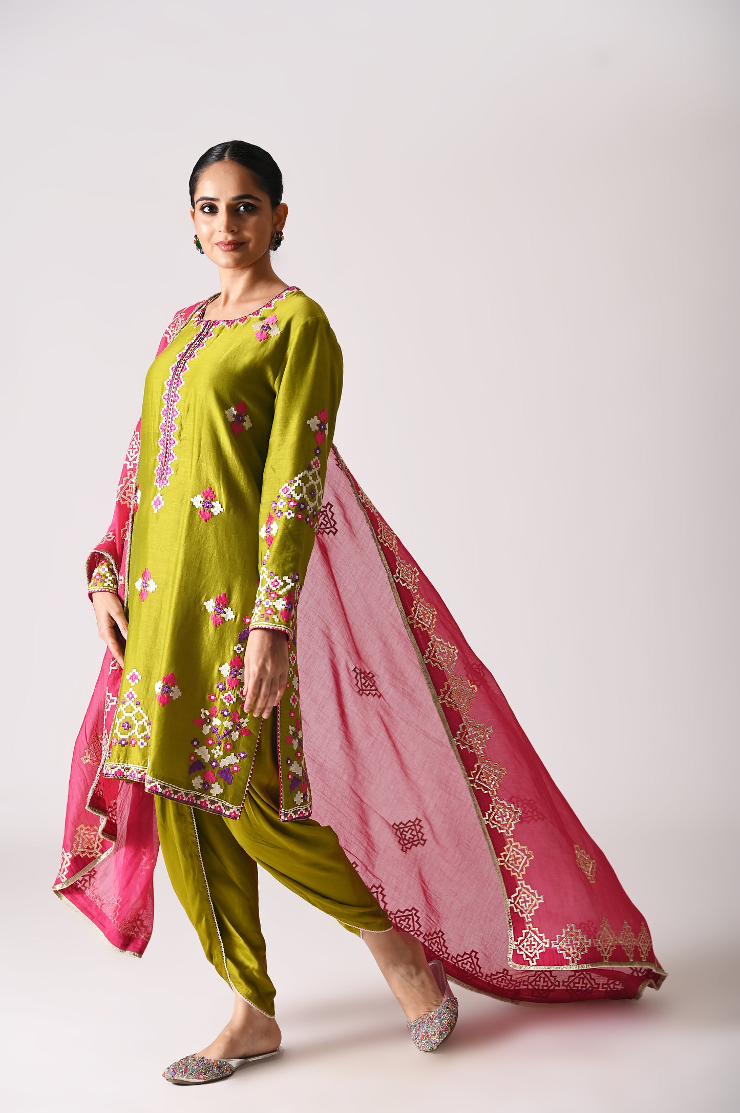 Patola - Short Kurta Set - Mehndi Green