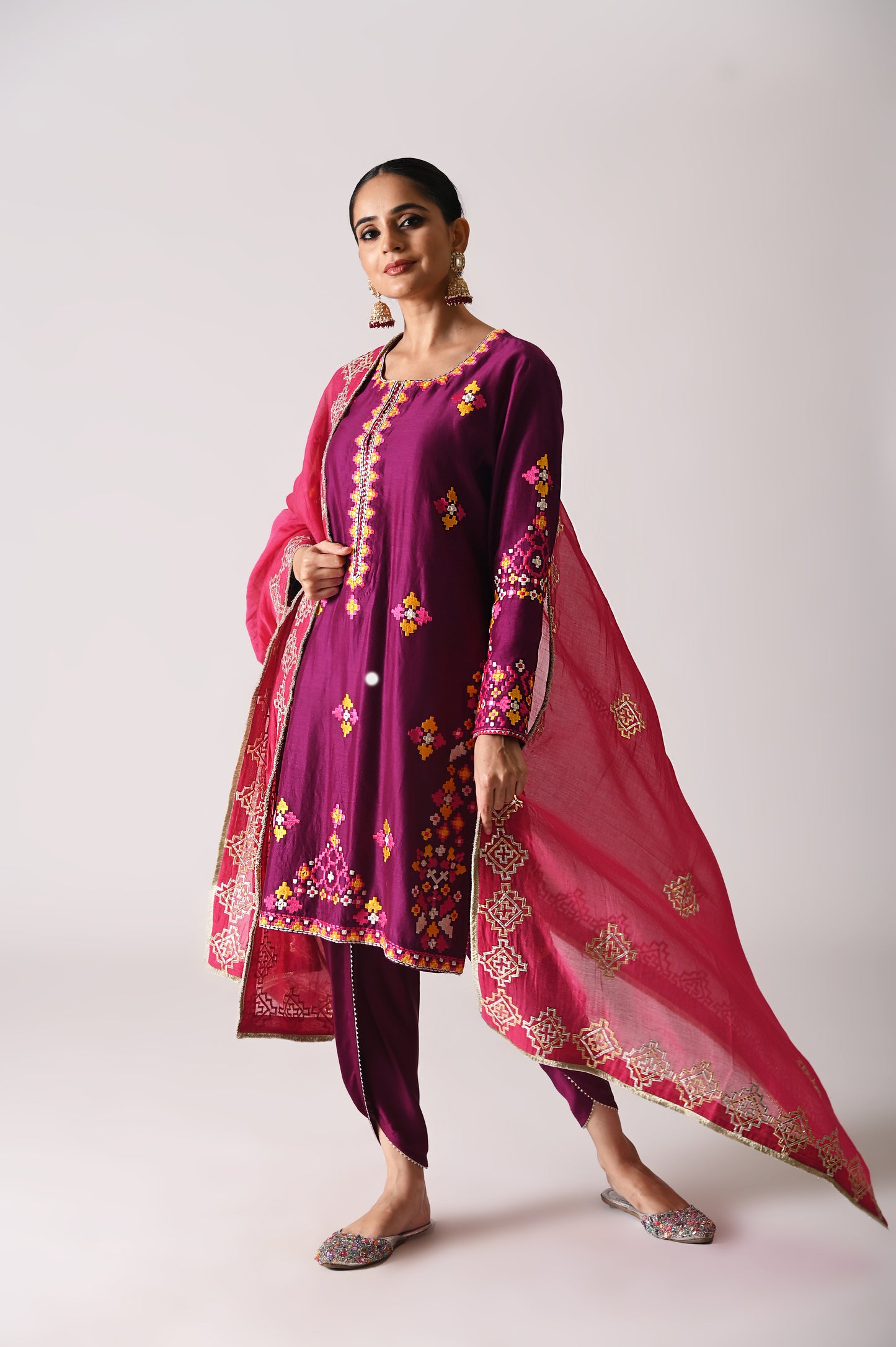 Patola - Short Kurta Set - Purple