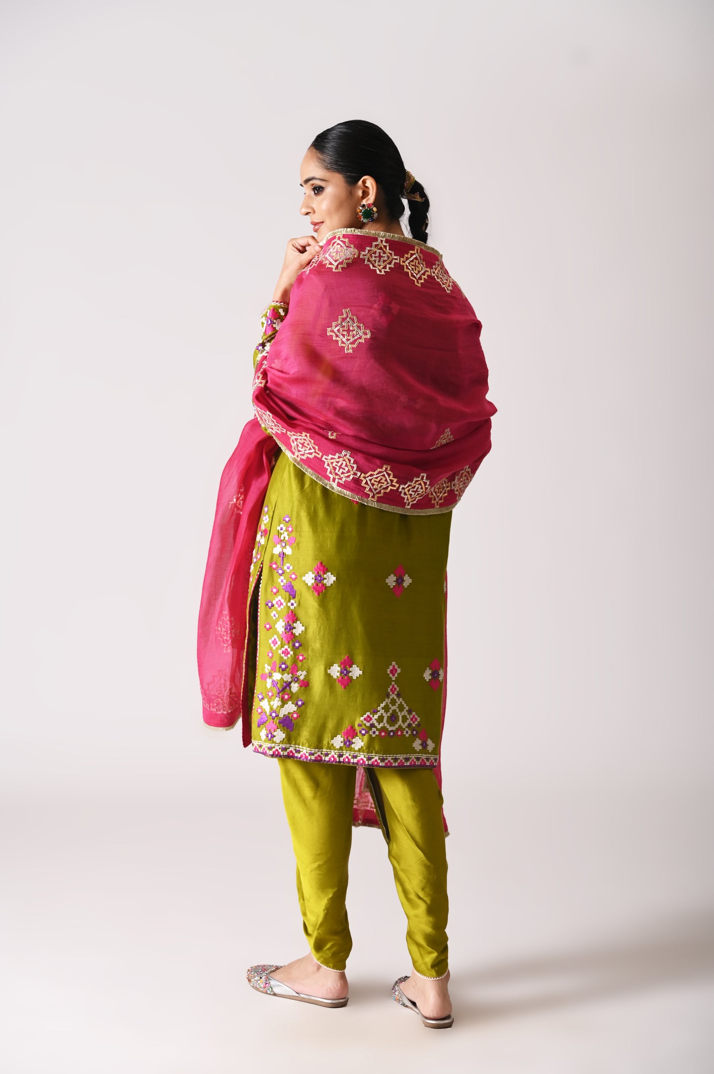 Patola - Short Kurta Set - Mehndi Green