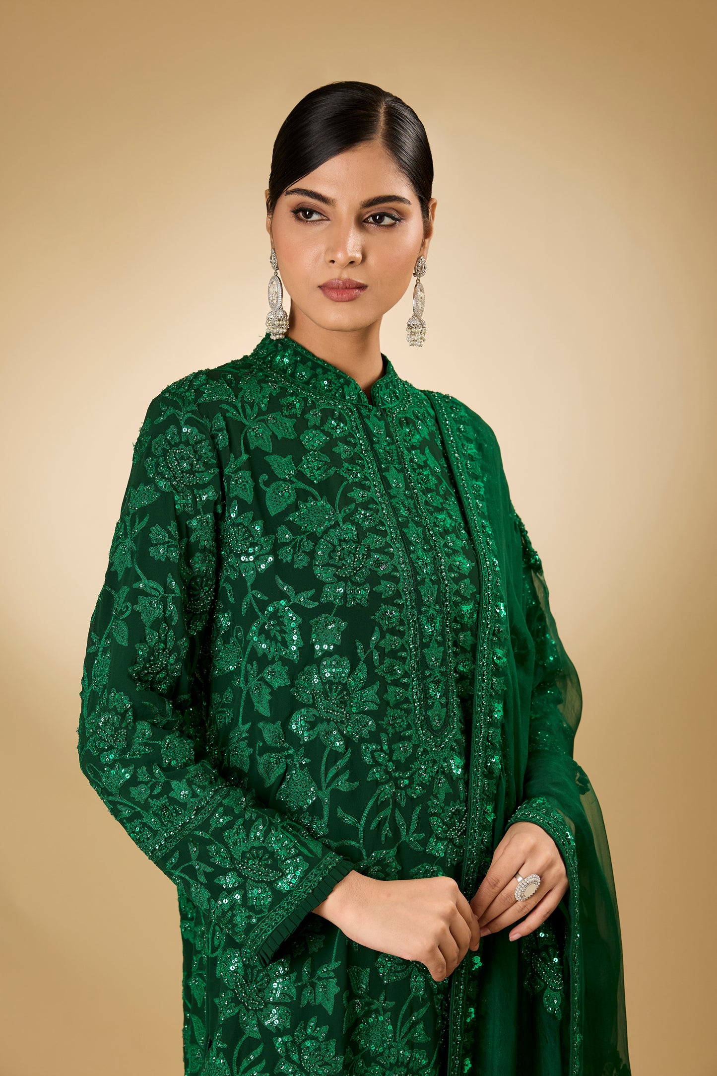 Flower Jal - Tone On Tone - Long Kurta Set