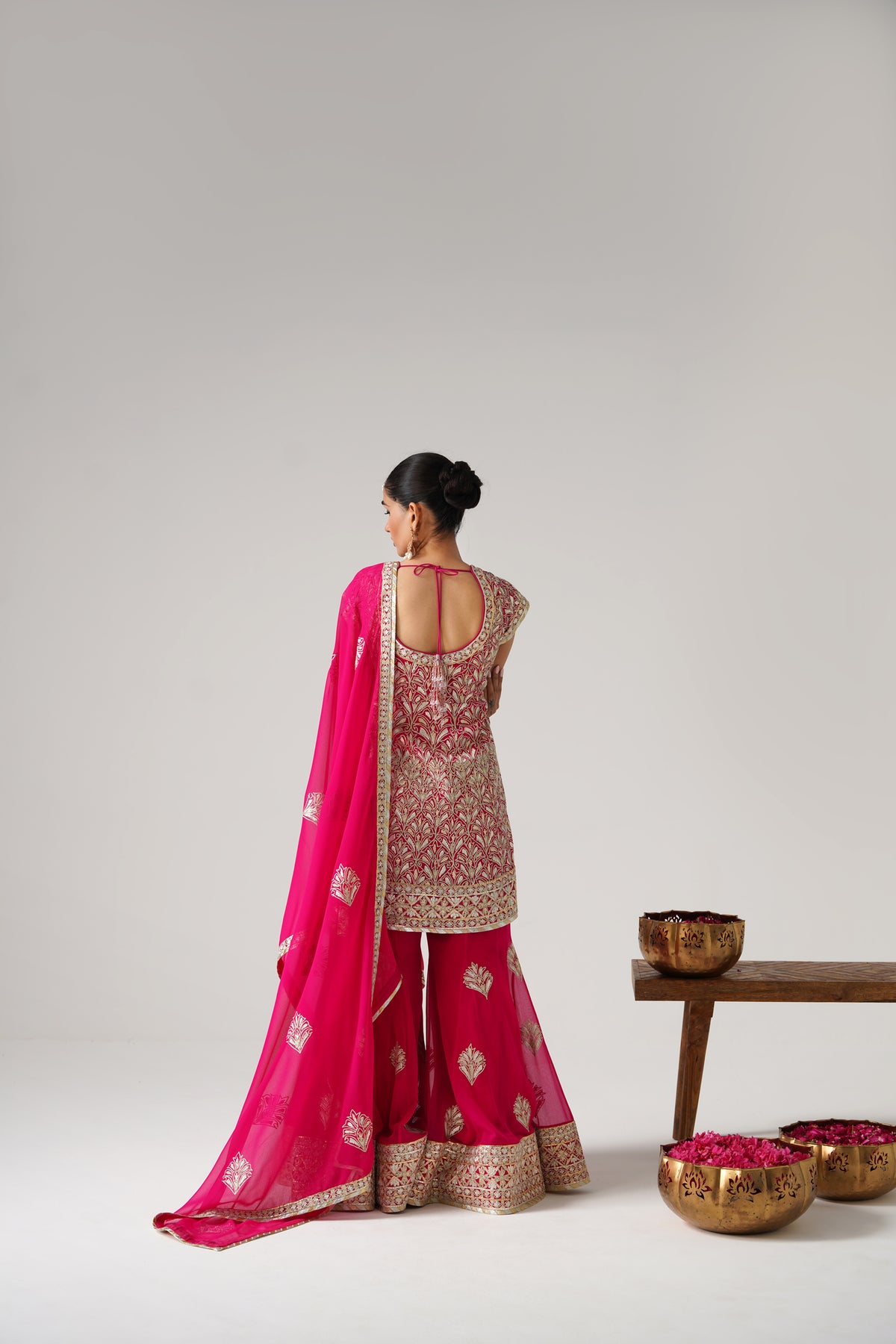 Dilruba - Short Kurta Sharara Set - Pink