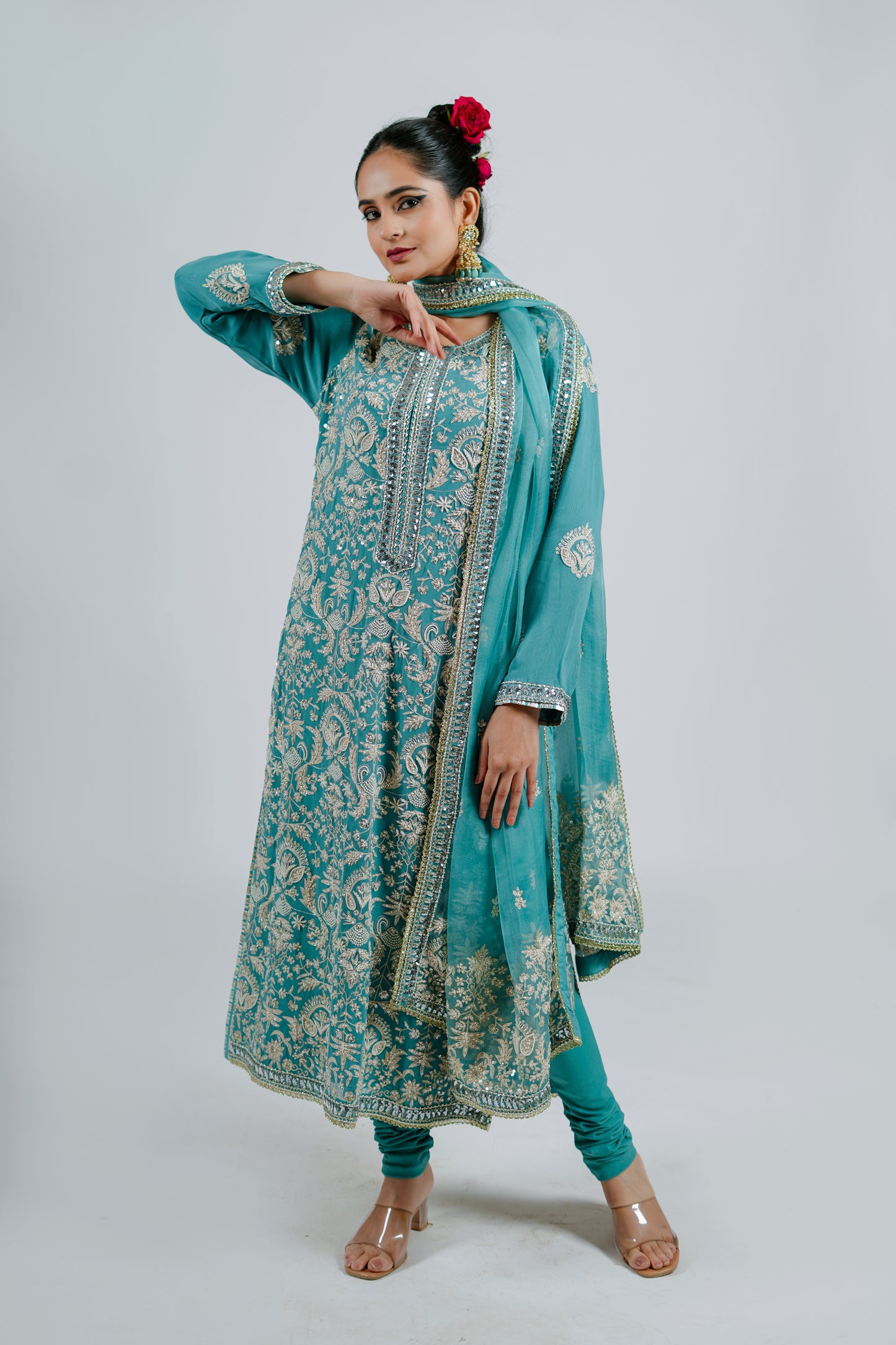 Shay - Long Kurta Set - Ice Blue