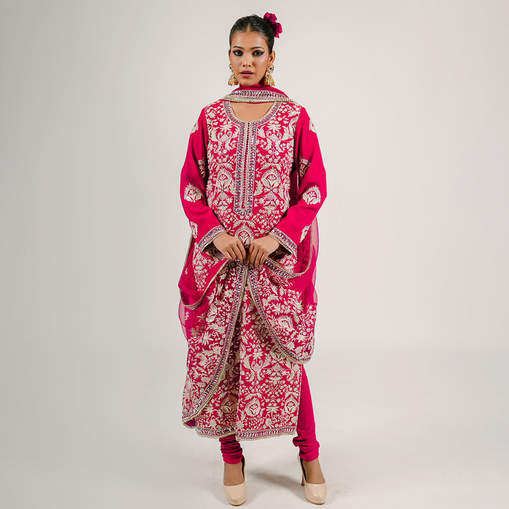 Shay - Long Kurta Set - Red