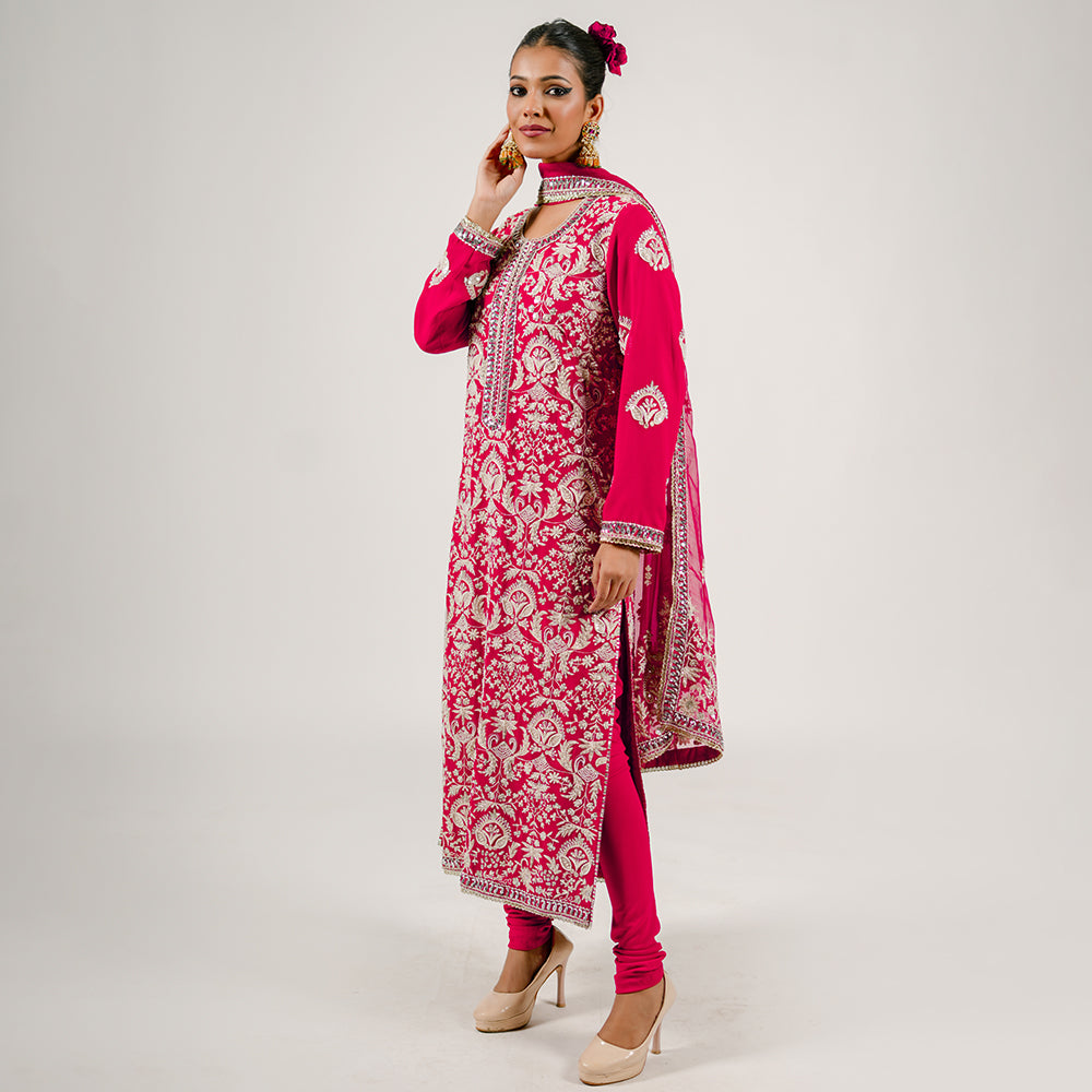 Shay - Long Kurta Set - Red