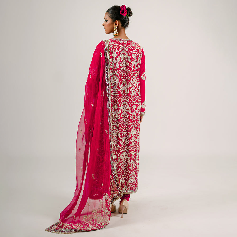 Shay - Long Kurta Set - Red