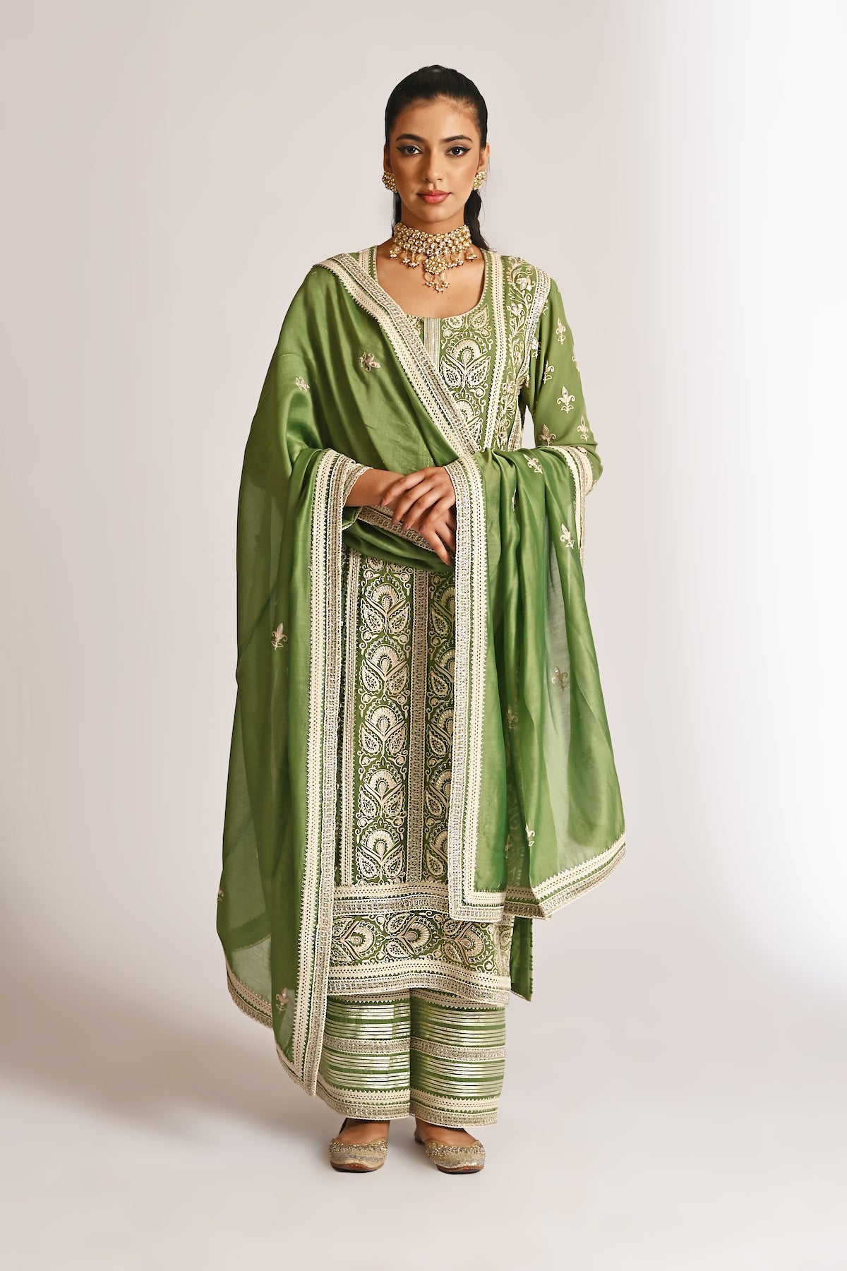 Amyra - Long Kurta Set - Green