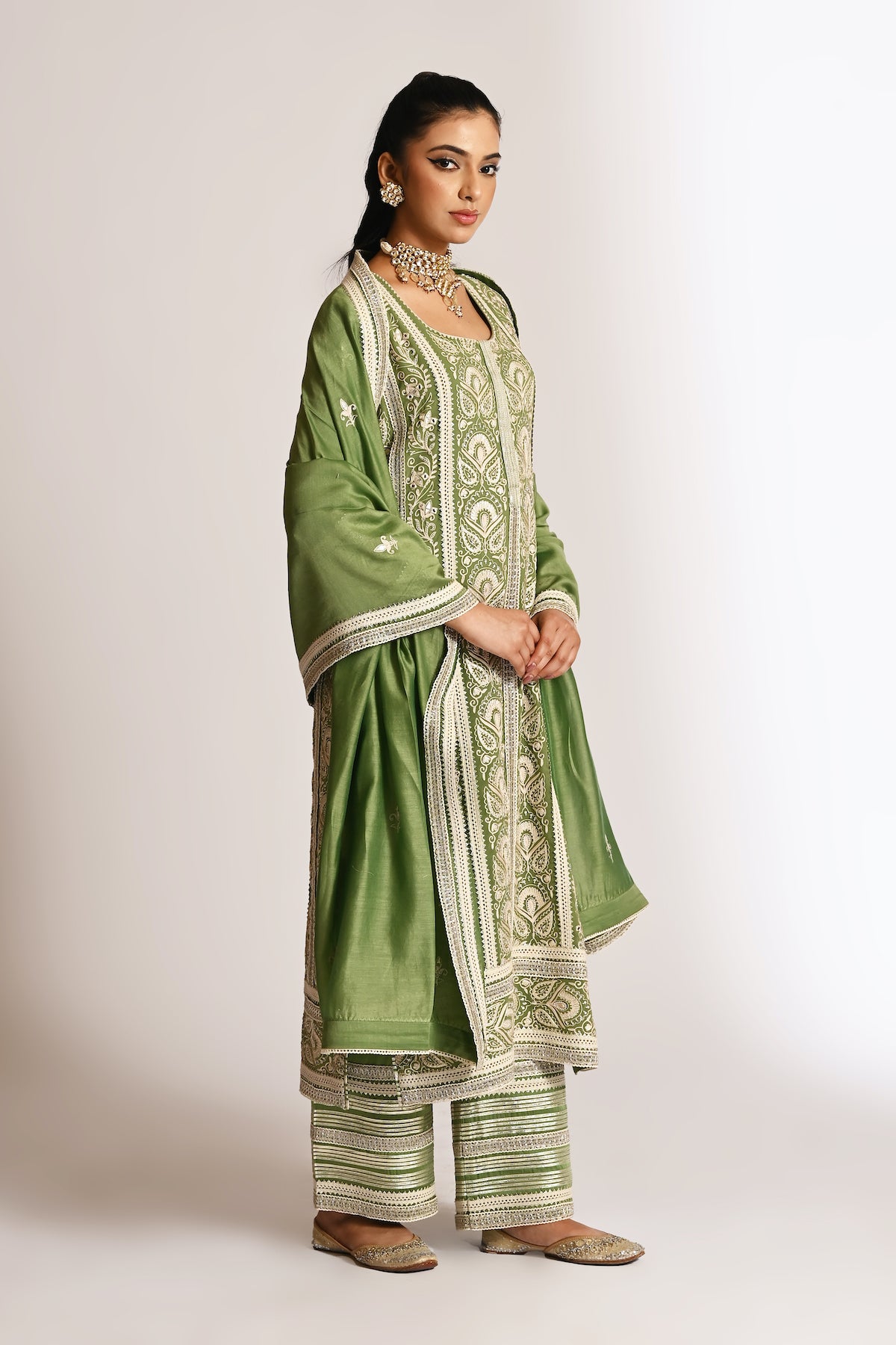 Amyra - Long Kurta Set - Green