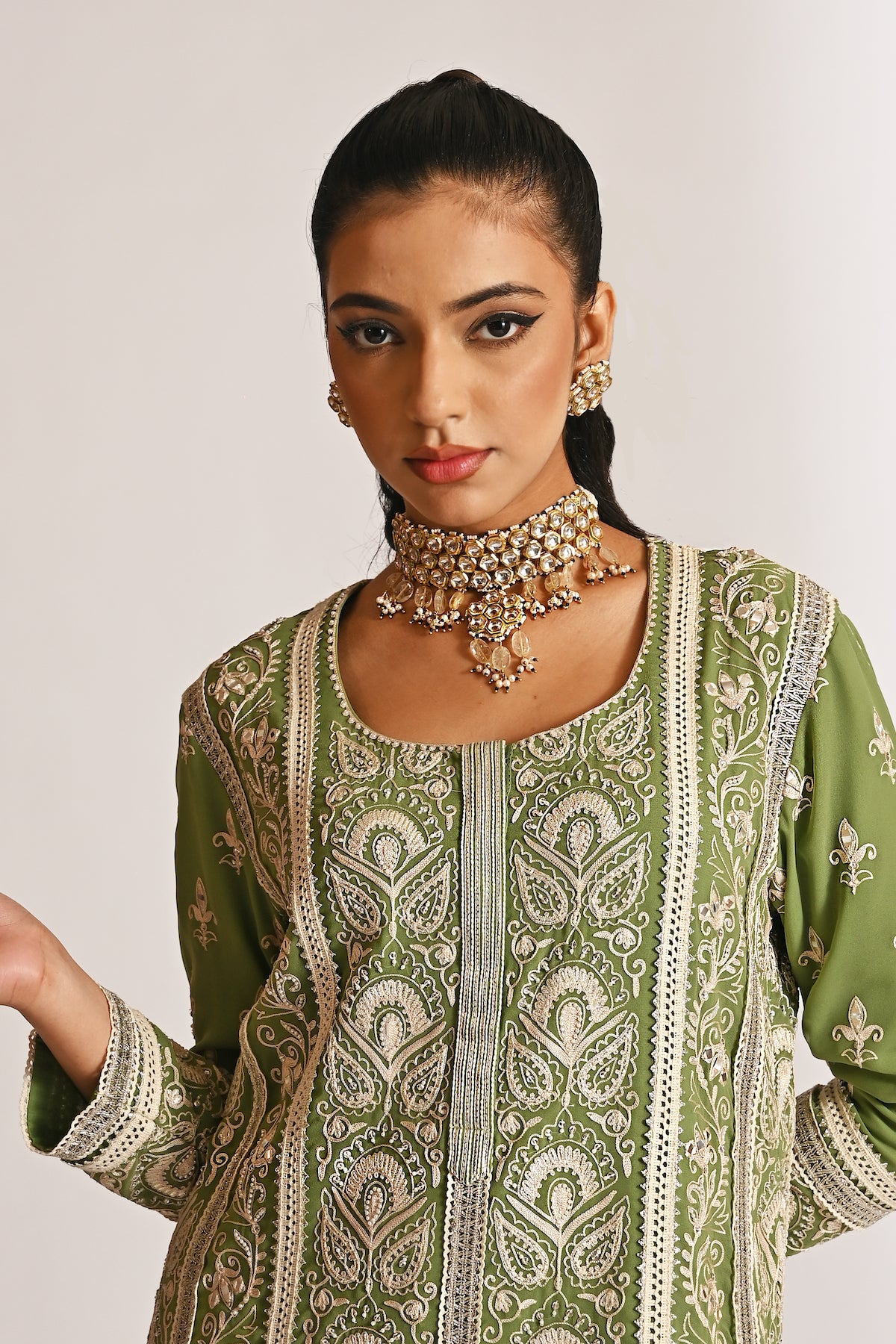 Amyra - Long Kurta Set - Green