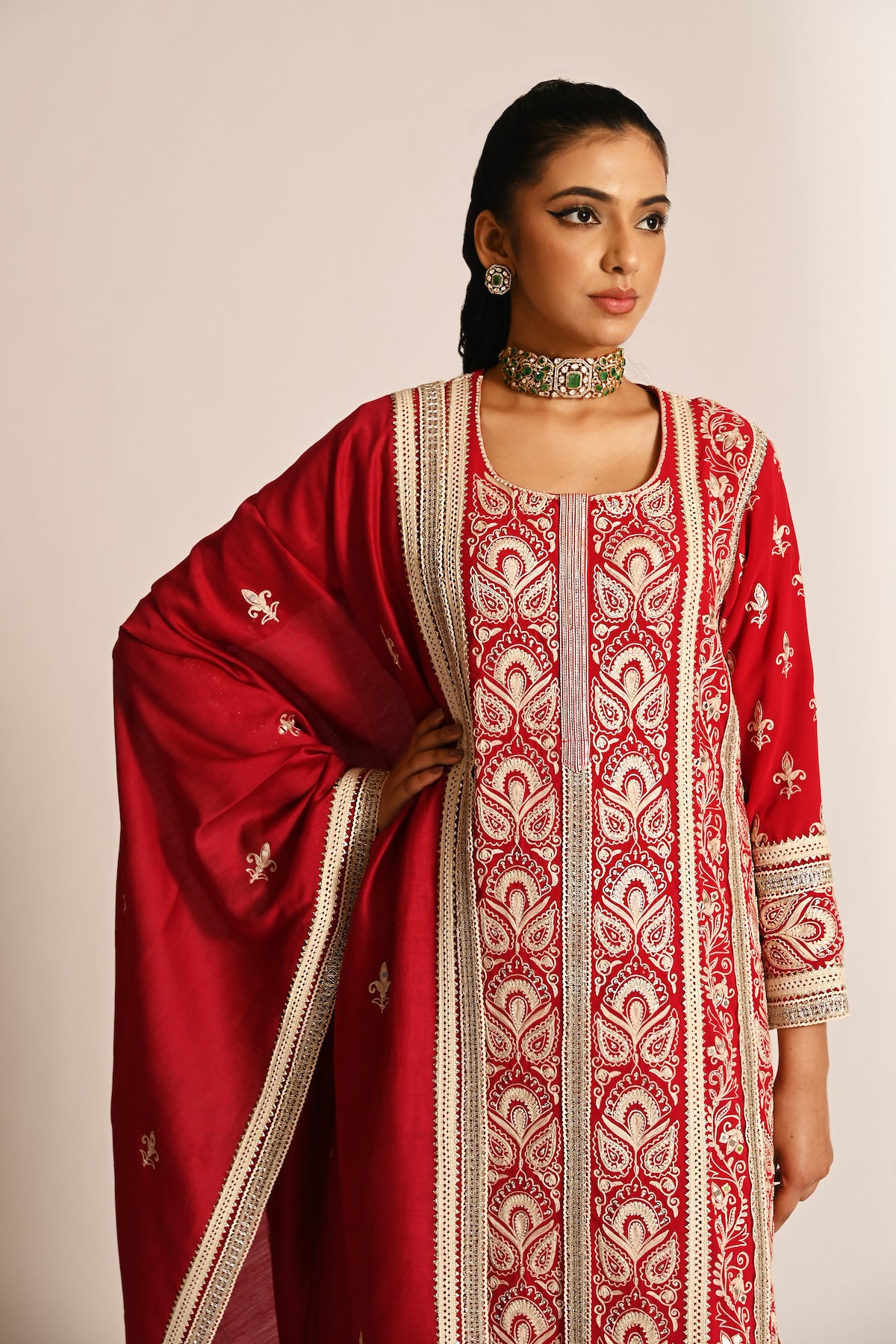 Amyra - Long Kurta Set - Red