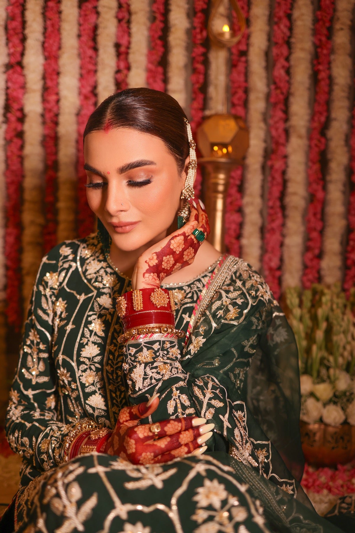 Nazrana - Jharokha Jaal Long Kurta Set - Green