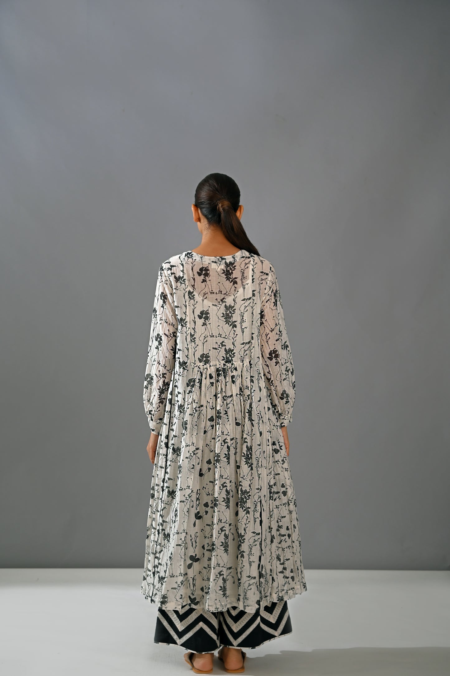 Chandni - Printed Side Geather Kalidar Set