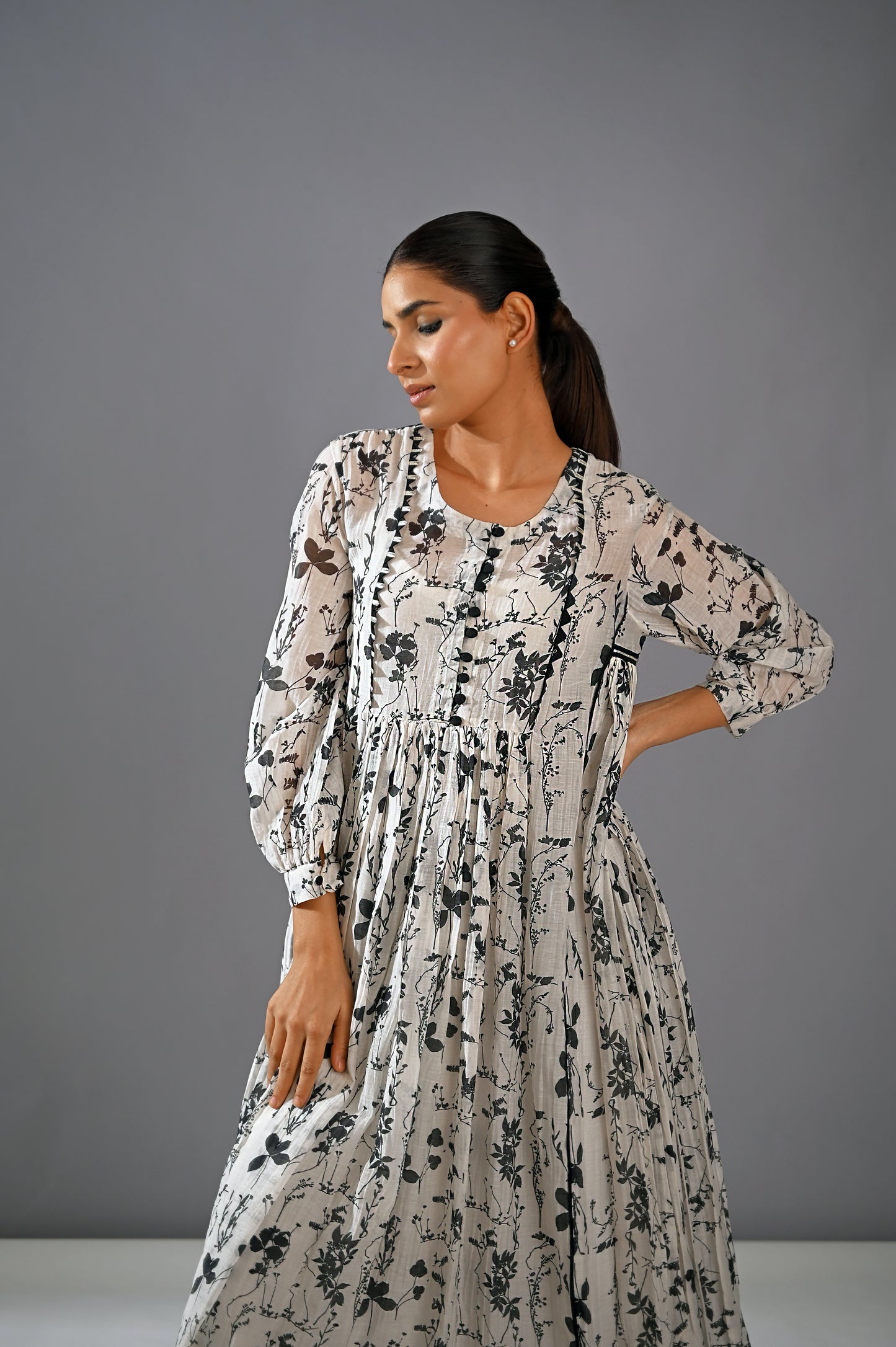 Chandni - Printed Side Geather Kalidar Set