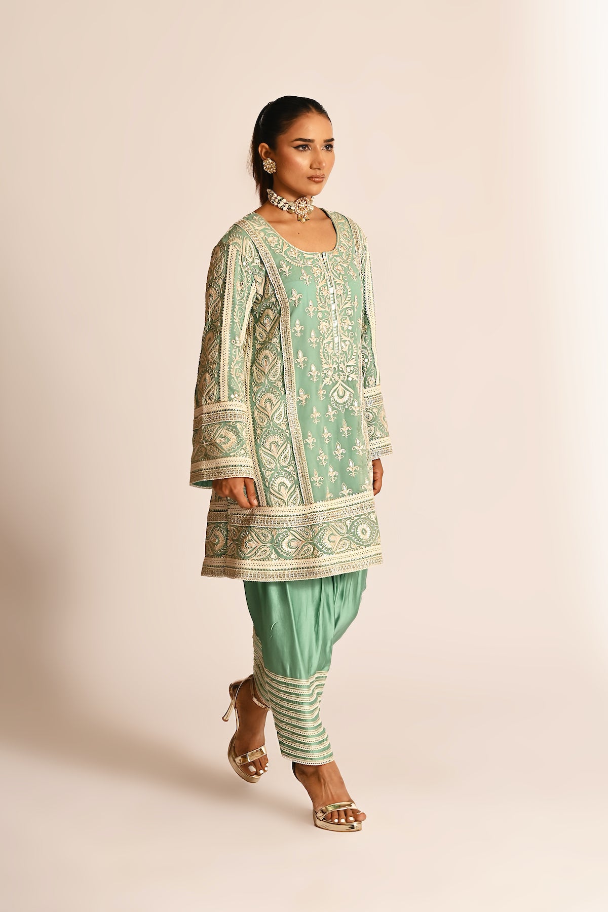 Amyra - Short Kurta Set - Aqua