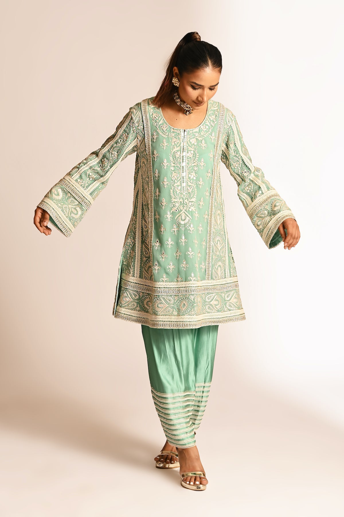Amyra - Short Kurta Set - Aqua