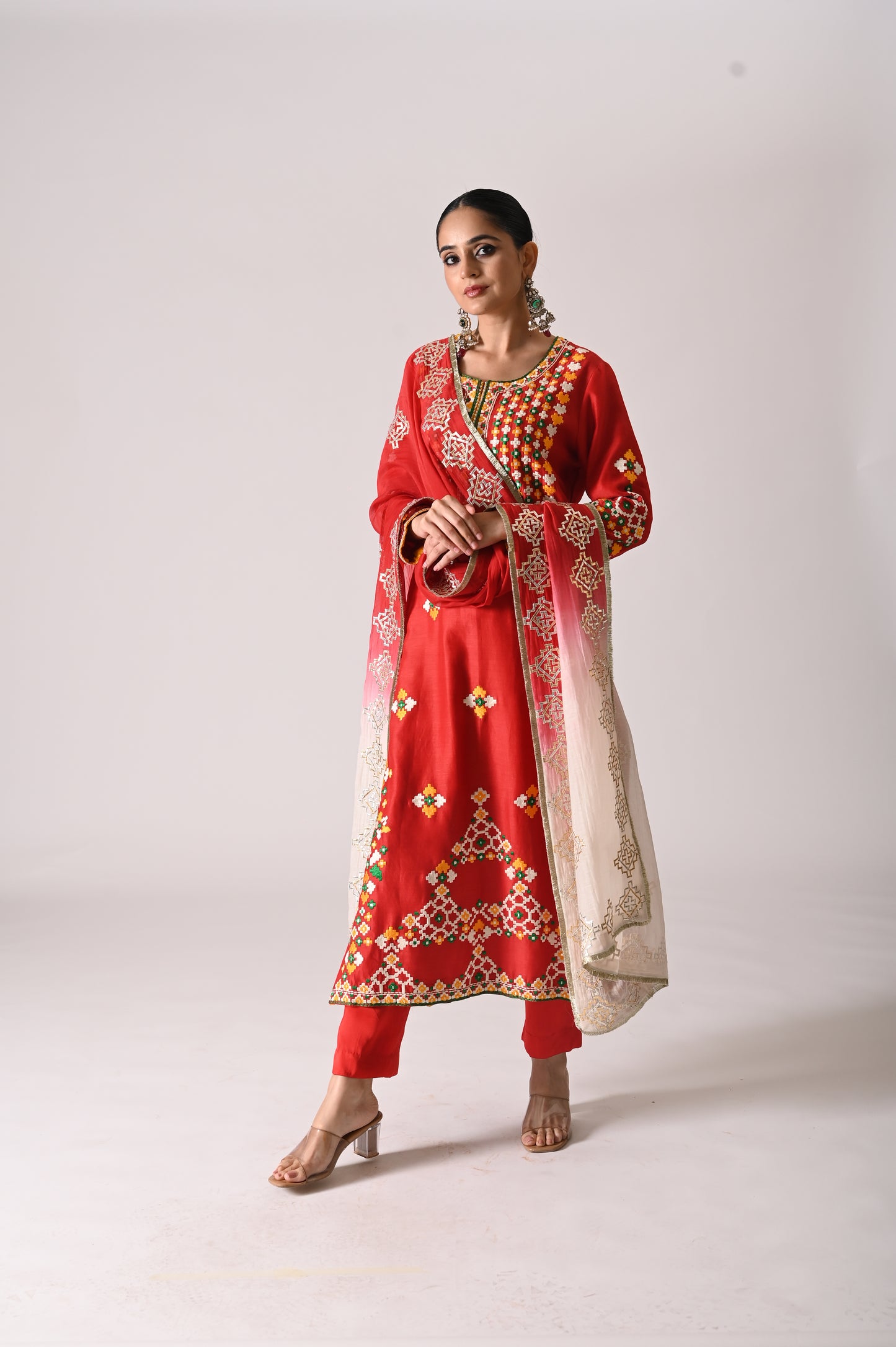 Patola - Long Kurta Set - Red