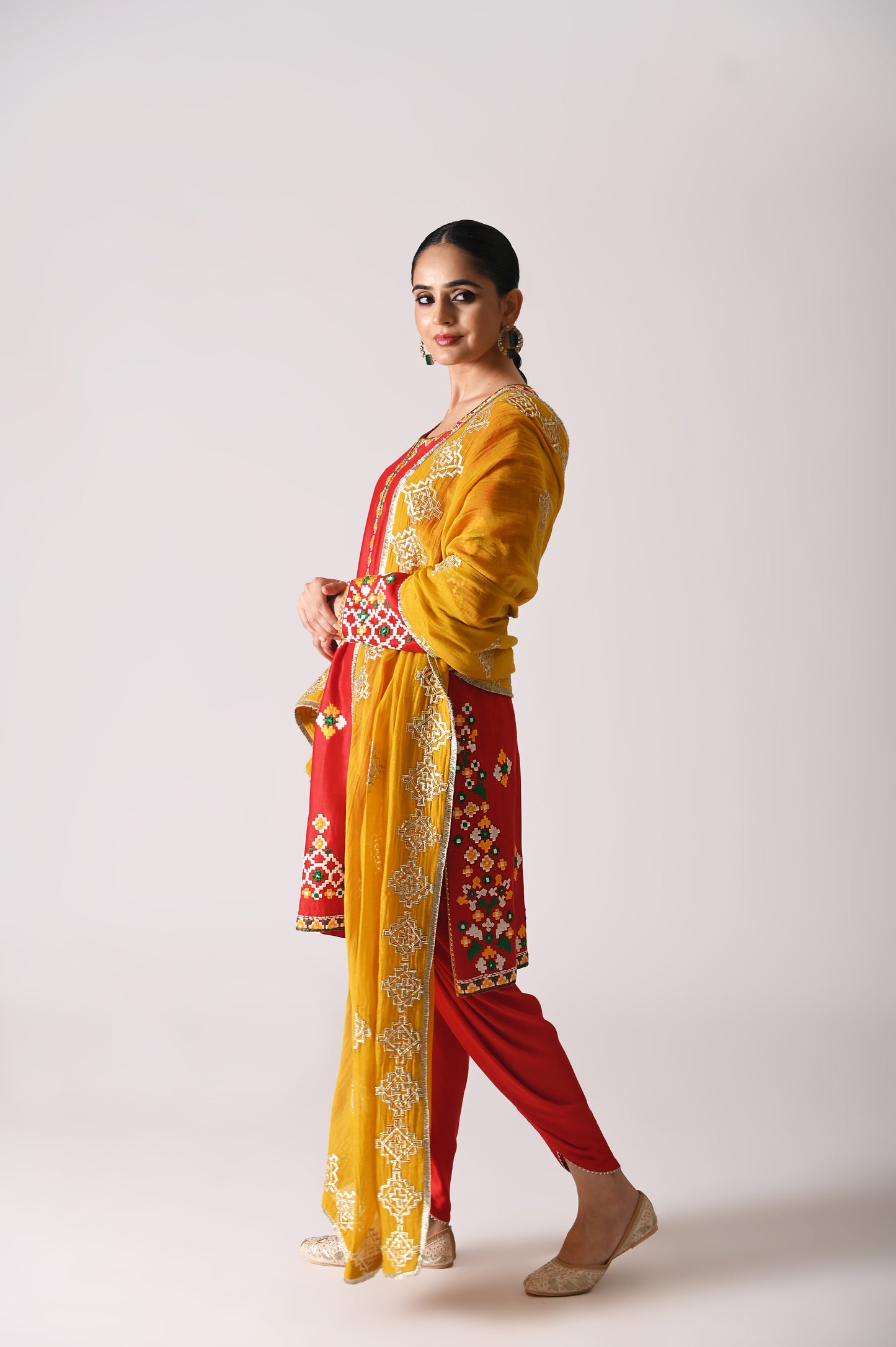 Patola - Short Kurta Set - Red