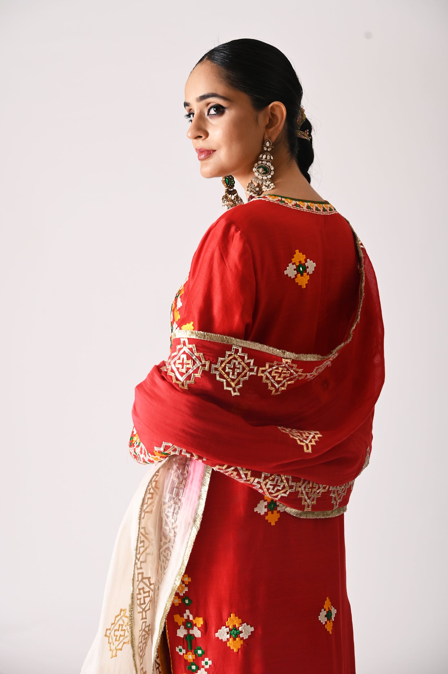 Patola - Long Kurta Set - Red