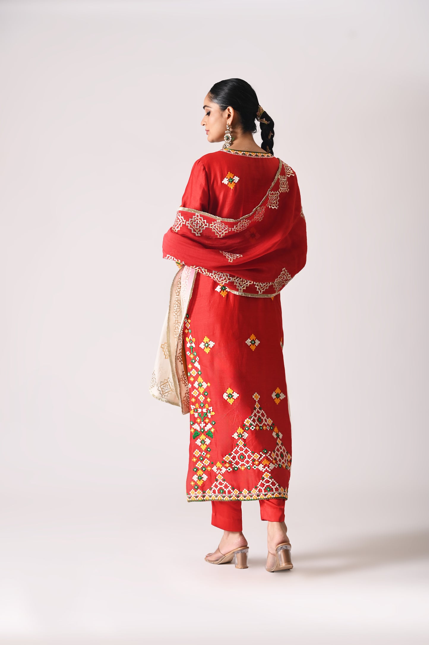 Patola - Long Kurta Set - Red