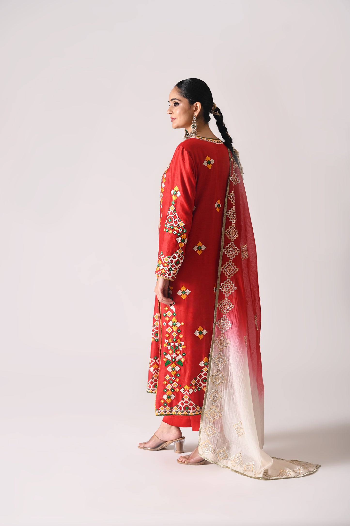 Patola - Long Kurta Set - Red