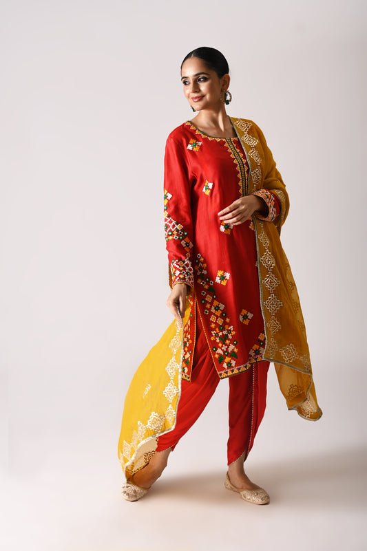Patola - Short Kurta Set - Red