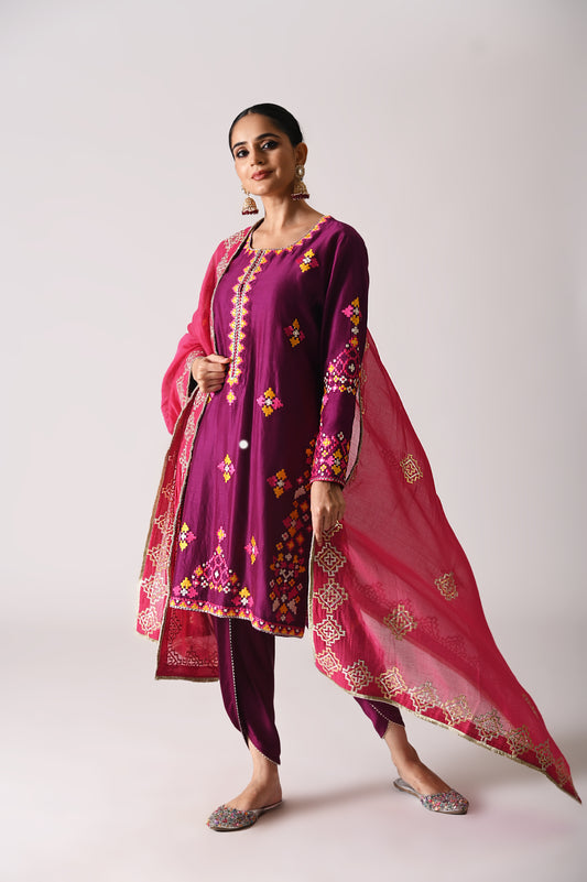 Patola - Short Kurta Set - Purple