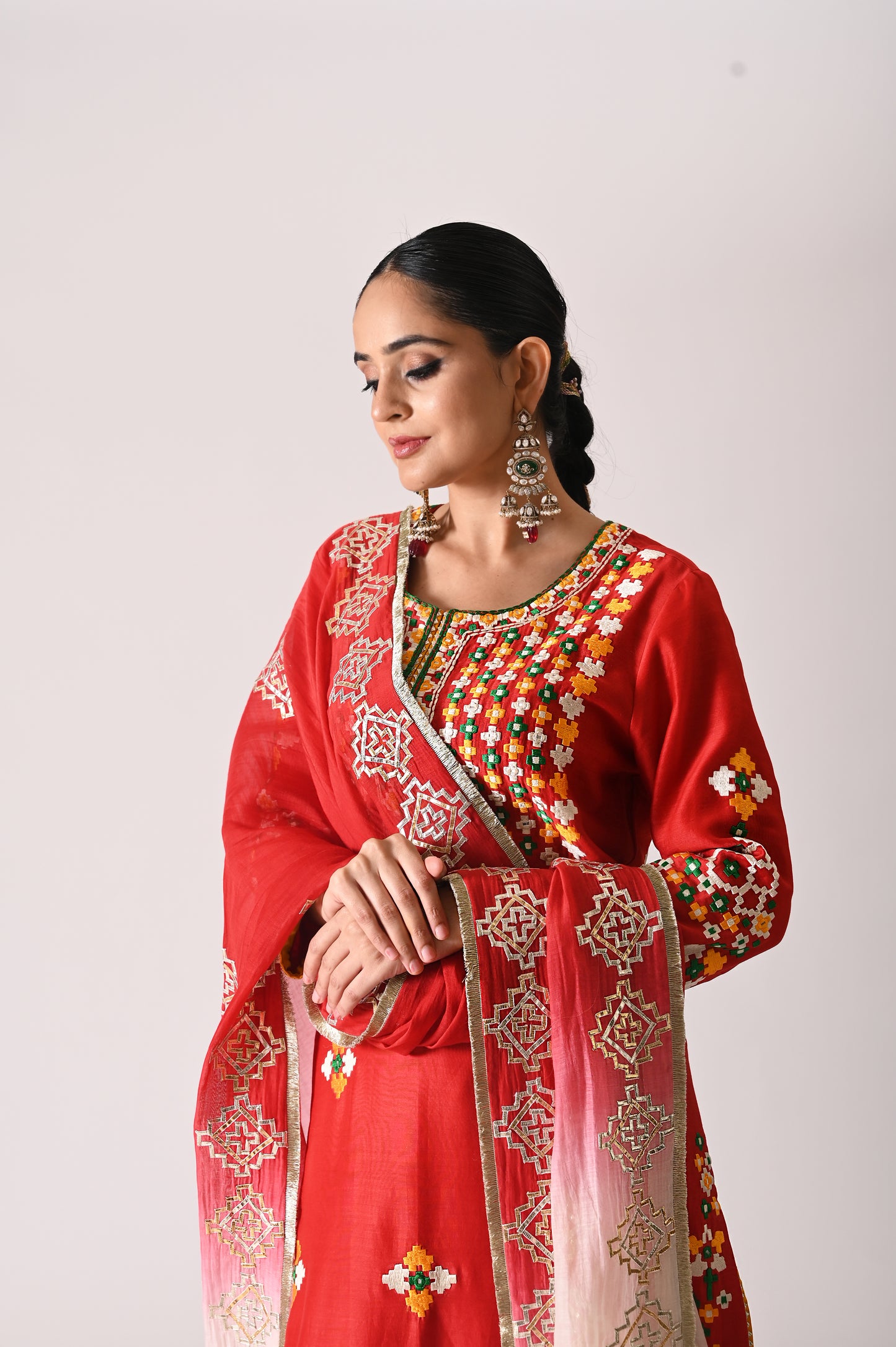 Patola - Long Kurta Set - Red