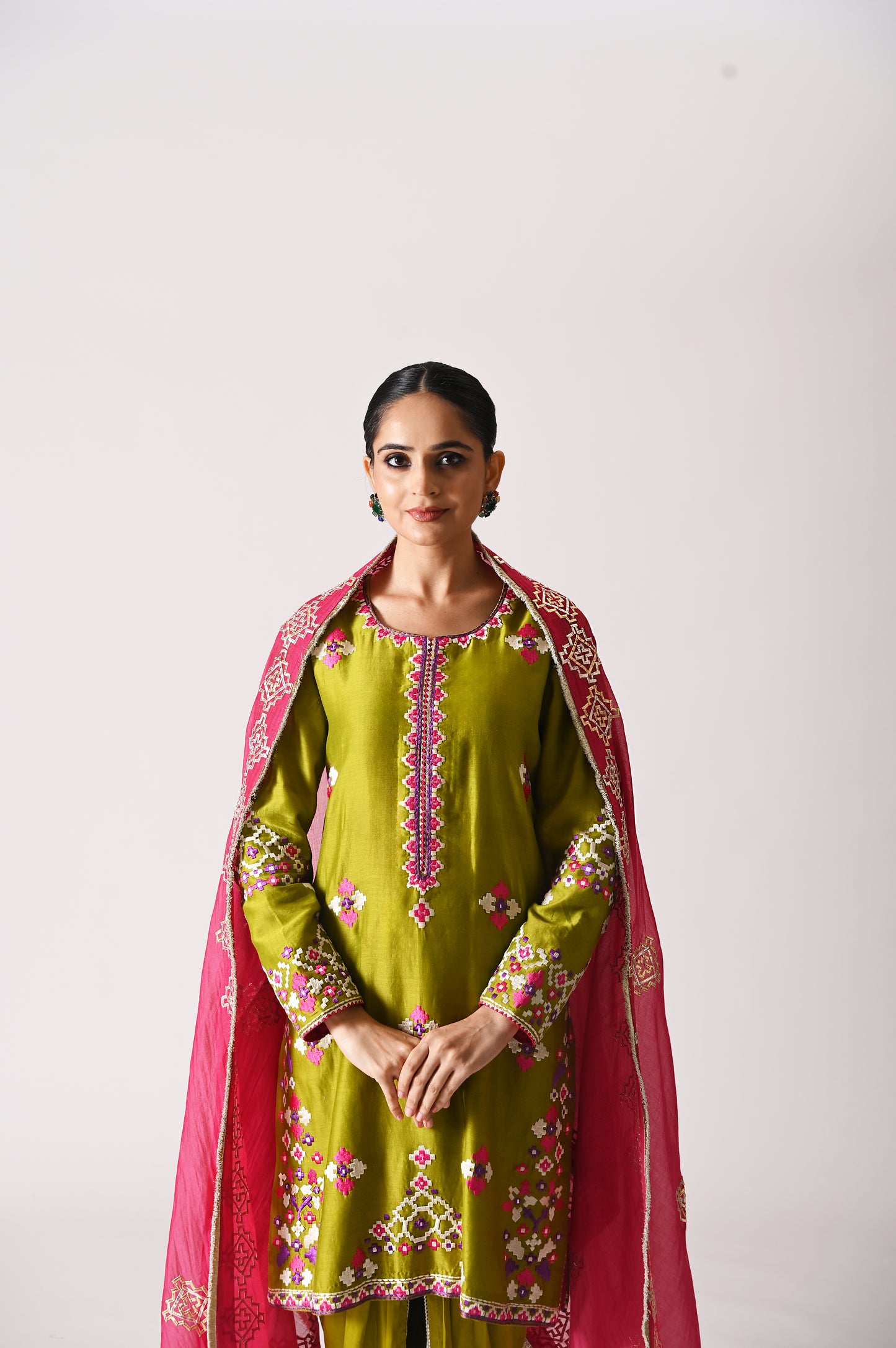 Patola - Short Kurta Set - Mehndi Green