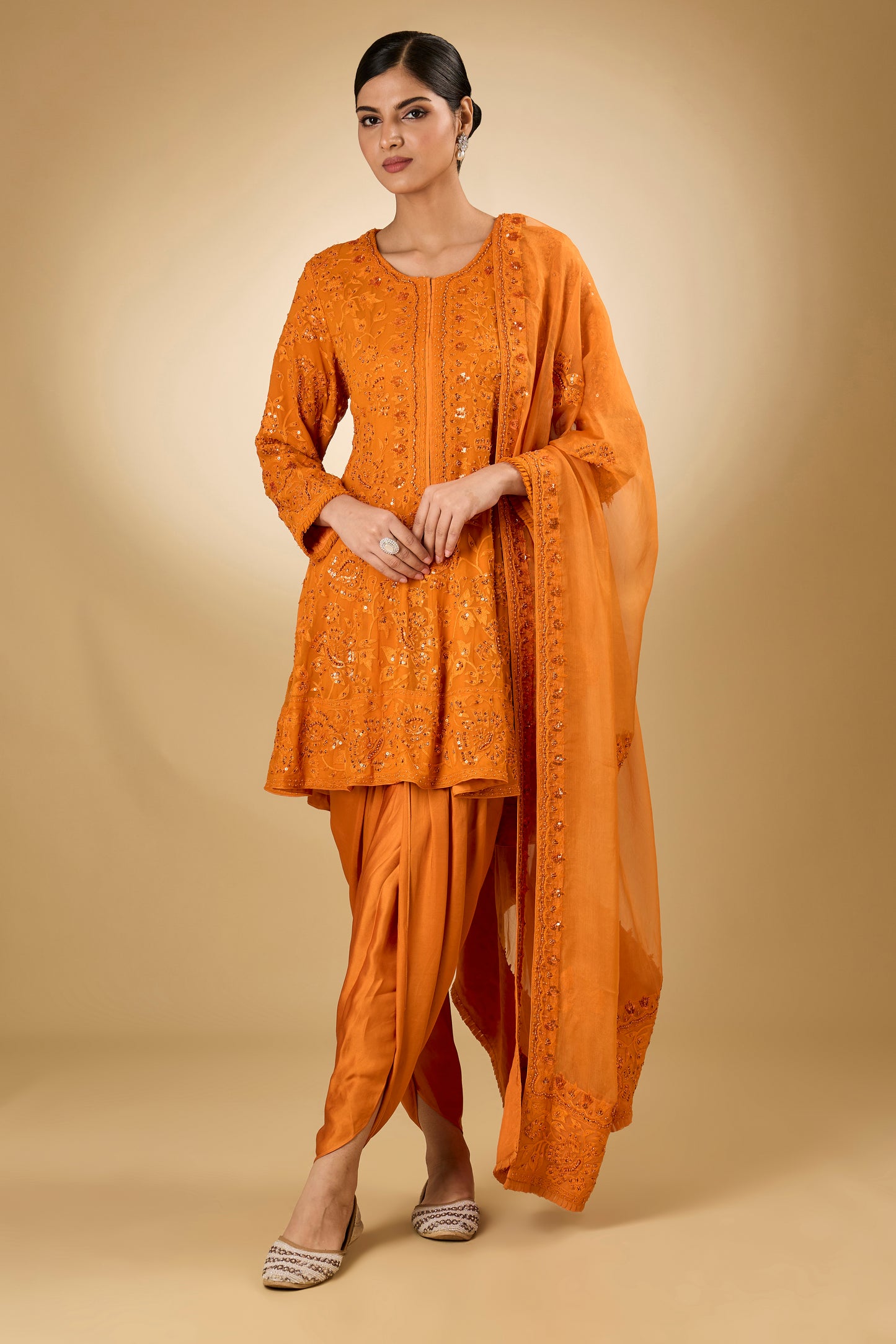 Flower Jal - Tone On Tone - Short Kalidaar Set