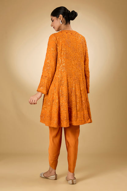 Flower Jal - Tone On Tone - Short Kalidaar Set