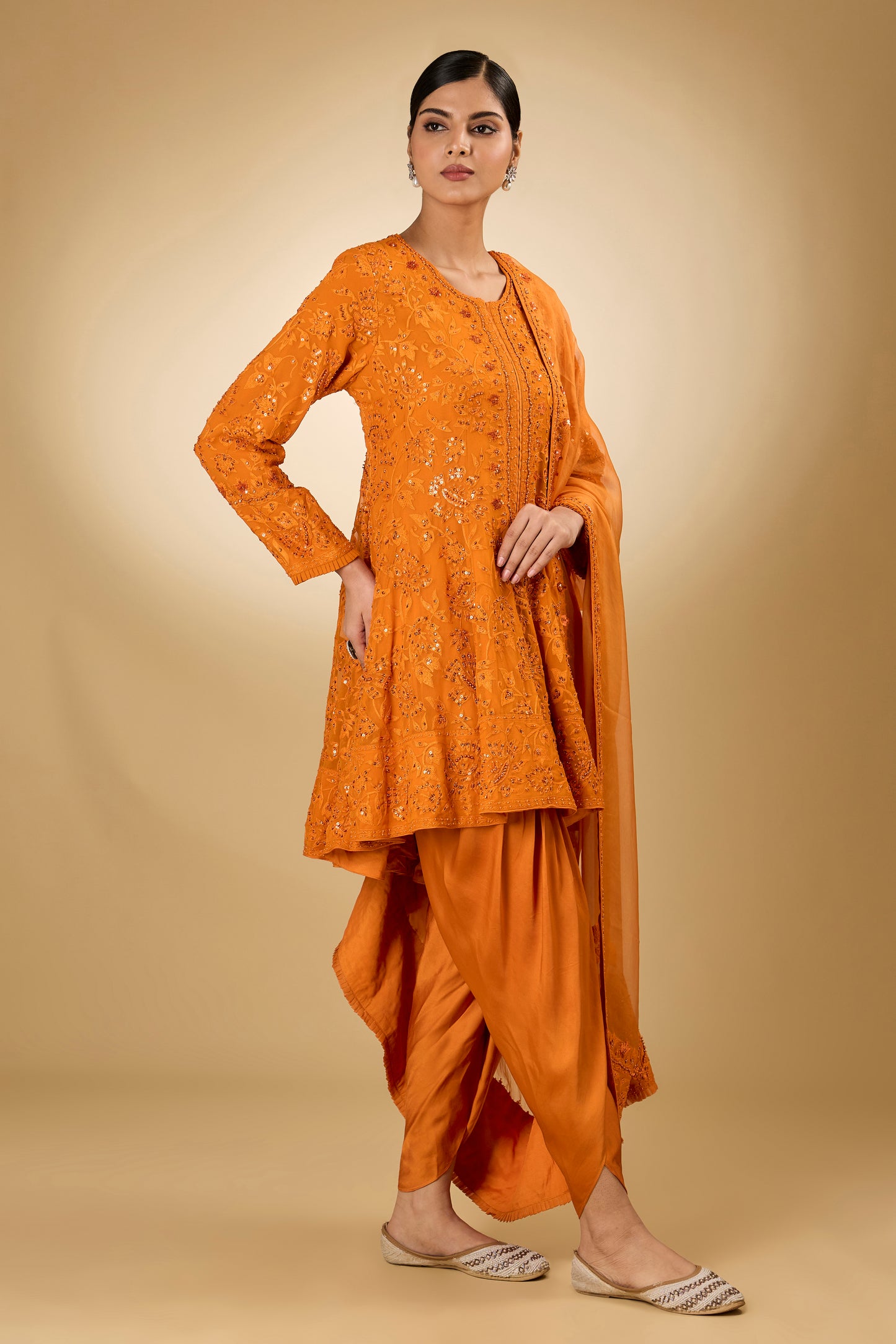 Flower Jal - Tone On Tone - Short Kalidaar Set