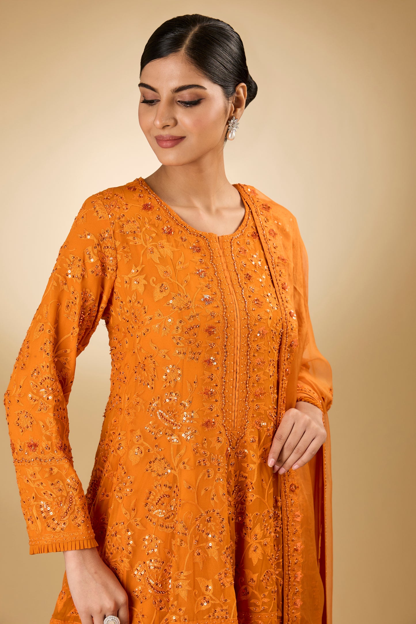 Flower Jal - Tone On Tone - Short Kalidaar Set