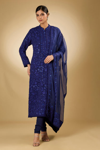 Flower Jal - Tone On Tone - Long Kurta Set