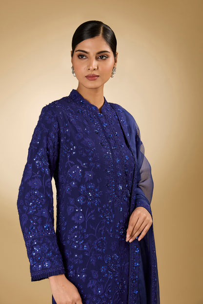 Flower Jal - Tone On Tone - Long Kurta Set