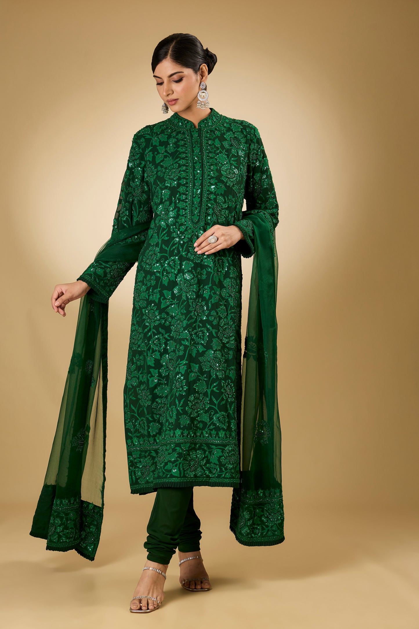 Flower Jal - Tone On Tone - Long Kurta Set