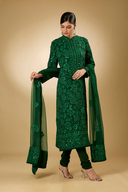 Flower Jal - Tone On Tone - Long Kurta Set