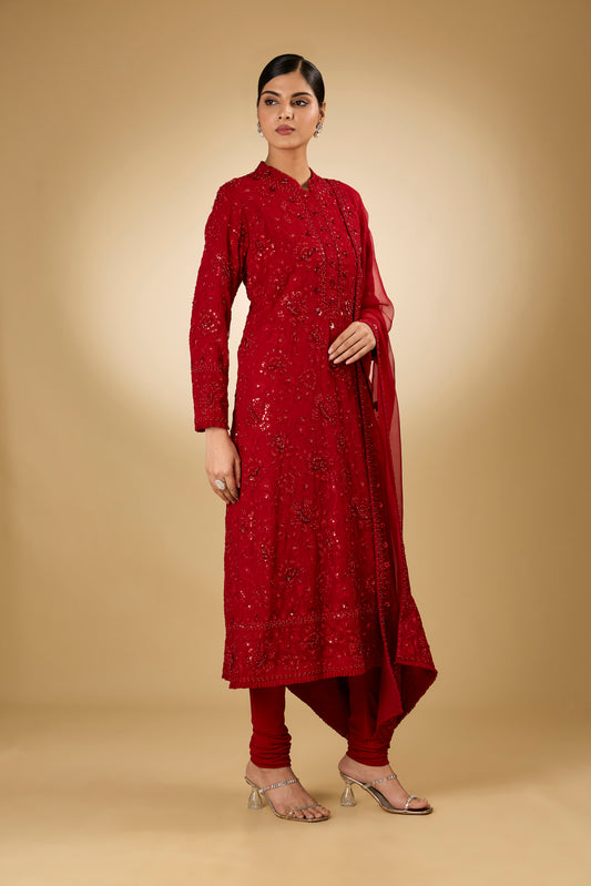 Flower Jal - Tone On Tone - Long Kurta Set