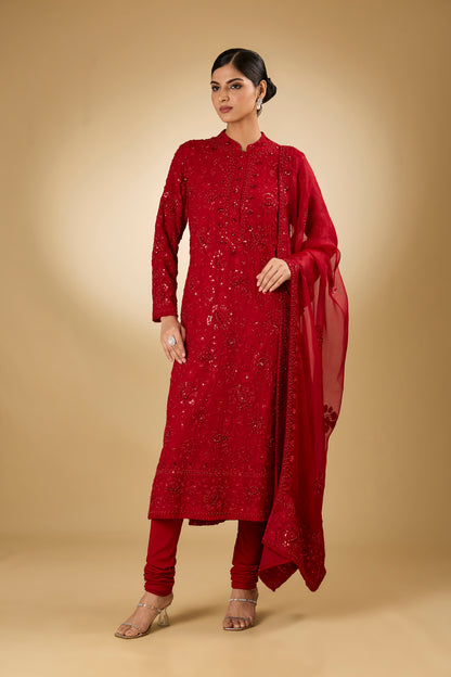 Flower Jal - Tone On Tone - Long Kurta Set