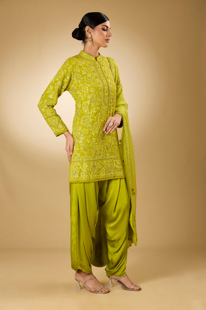 Flower Jal - Tone On Tone - Short Kurta Set