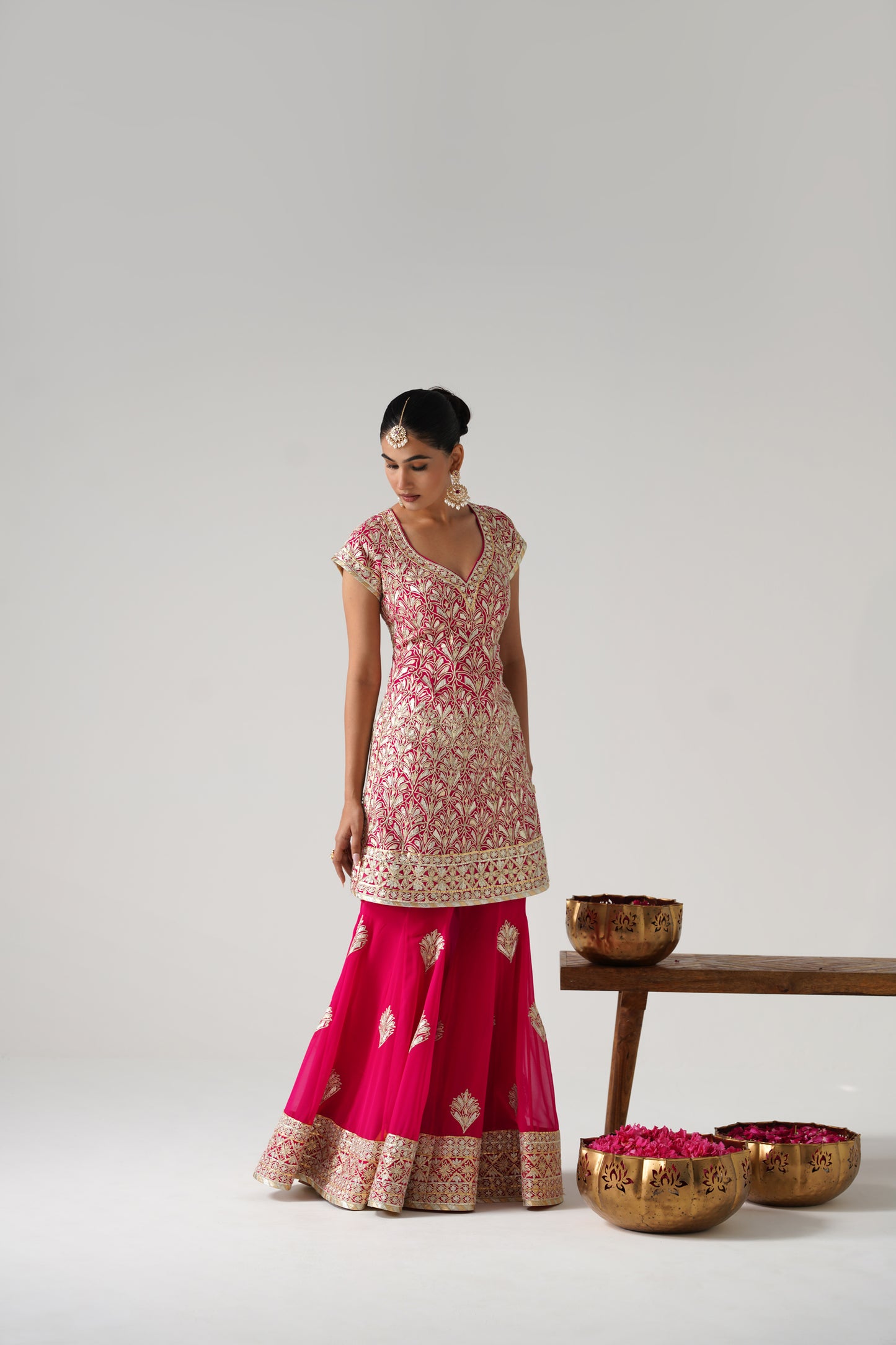 Dilruba -  Short Kurta Sharara Set - Pink