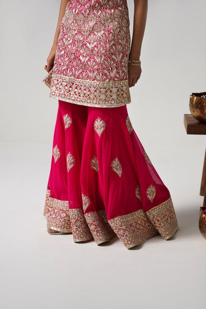 Dilruba -  Short Kurta Sharara Set - Pink