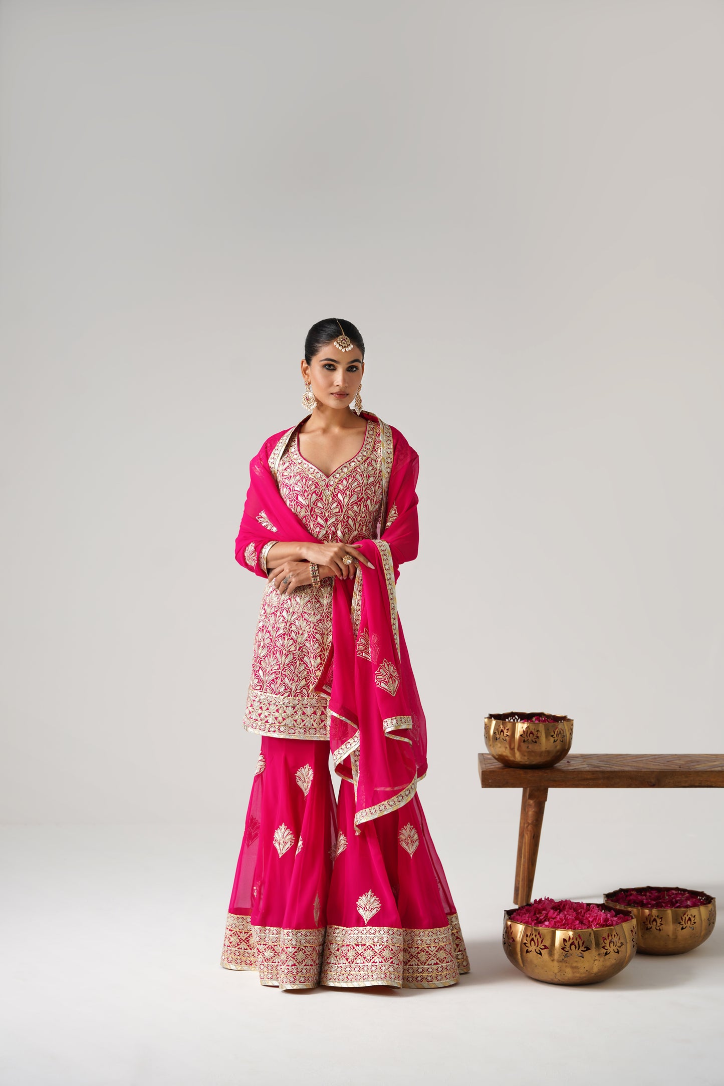 Dilruba -  Short Kurta Sharara Set - Pink