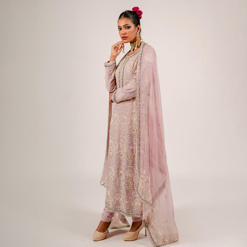 Shay - Long Kurta Set - Lavender