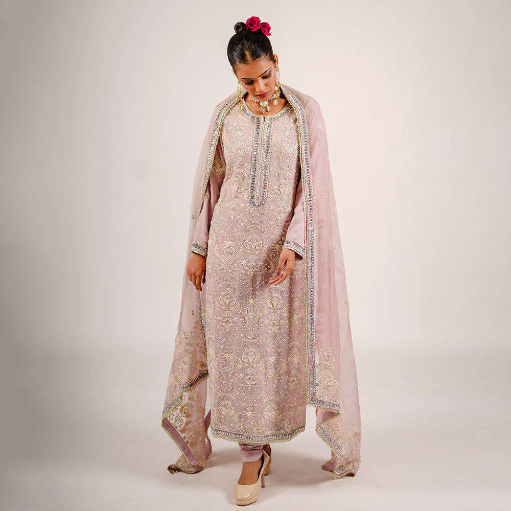 Shay - Long Kurta Set - Lavender