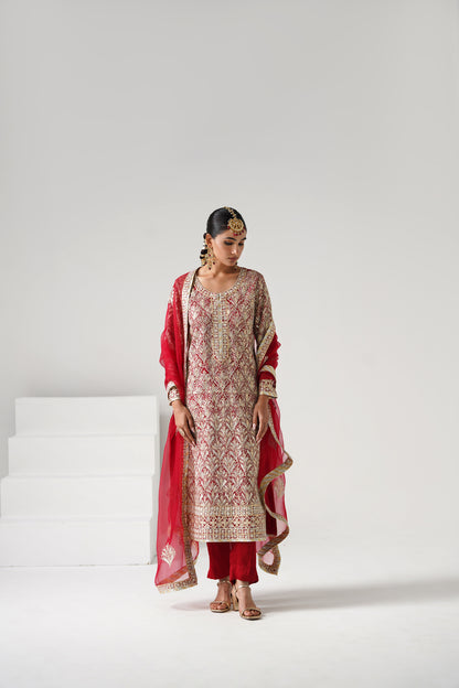 Dilruba - Long Kurta Set - Red