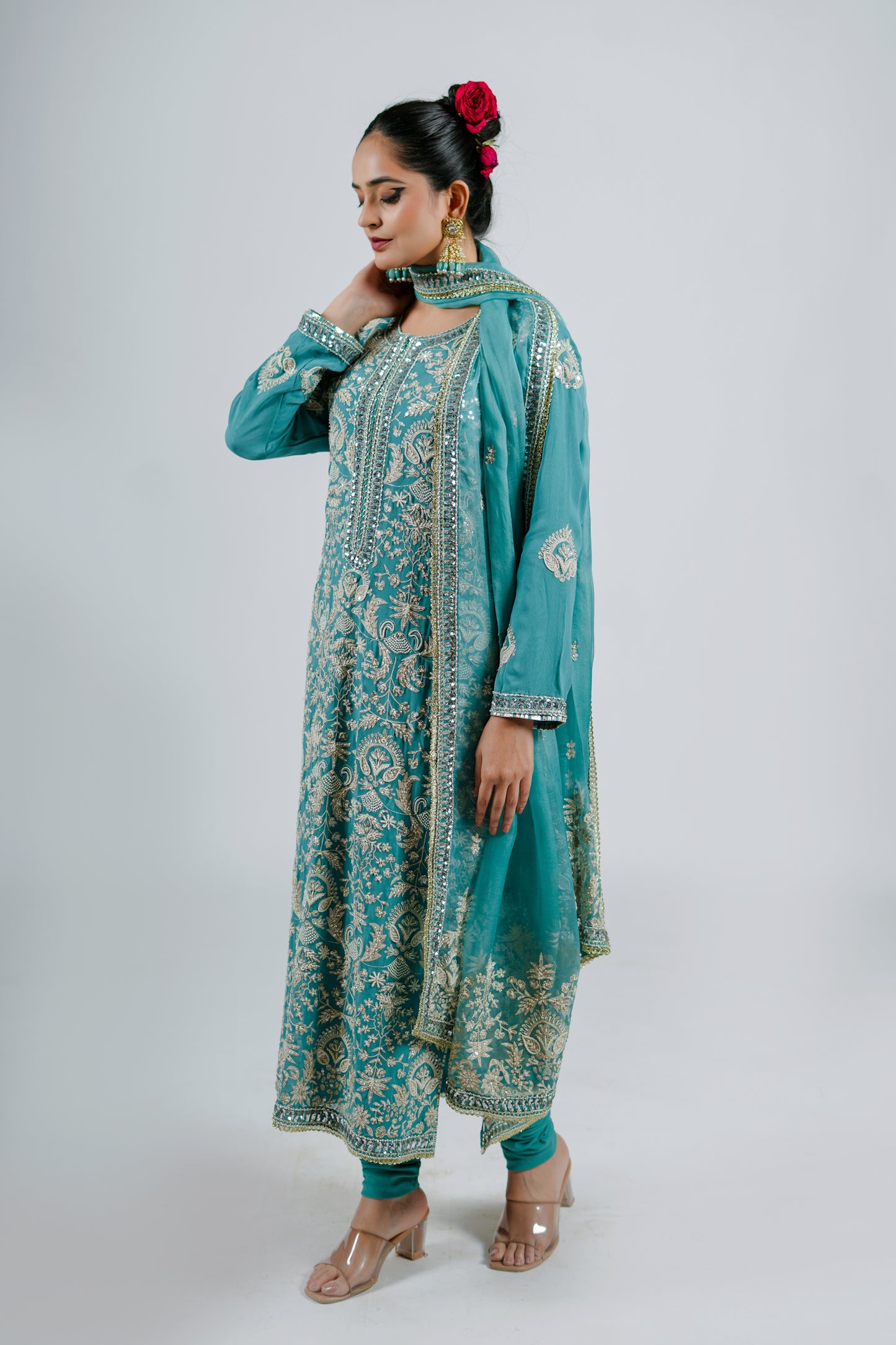 Shay - Long Kurta Set - Ice Blue