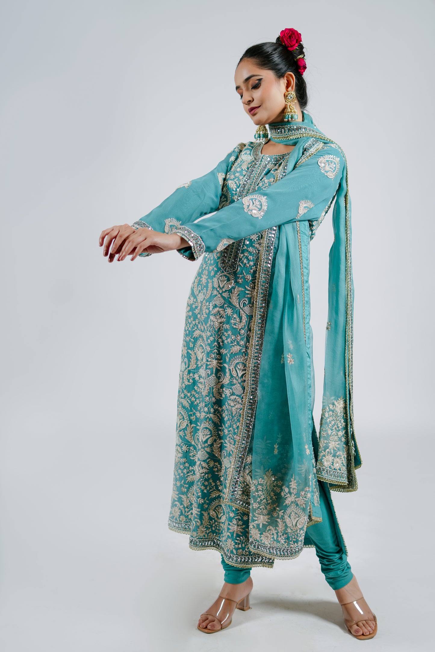 Shay - Long Kurta Set - Ice Blue