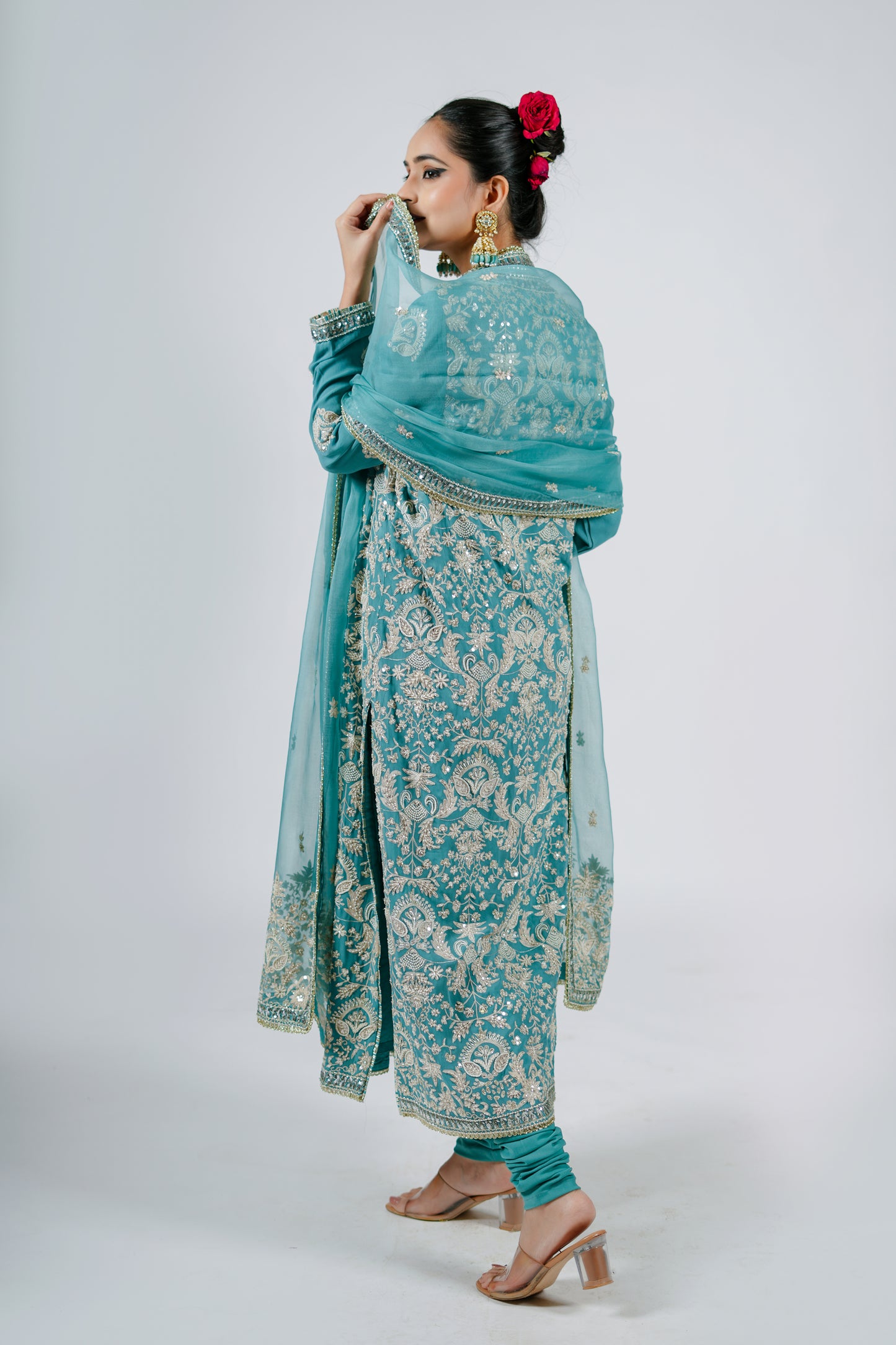 Shay - Long Kurta Set - Ice Blue