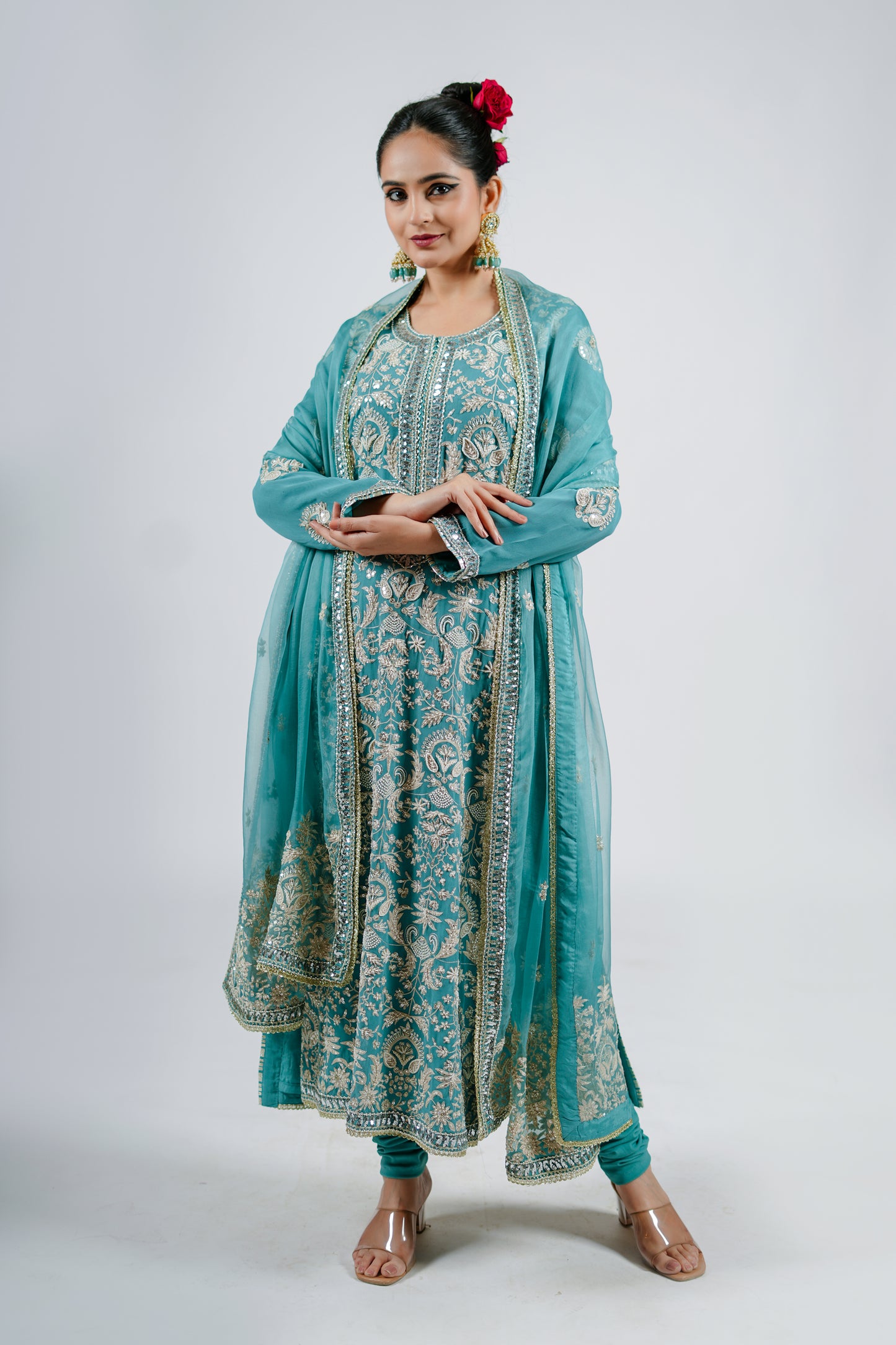 Shay - Long Kurta Set - Ice Blue