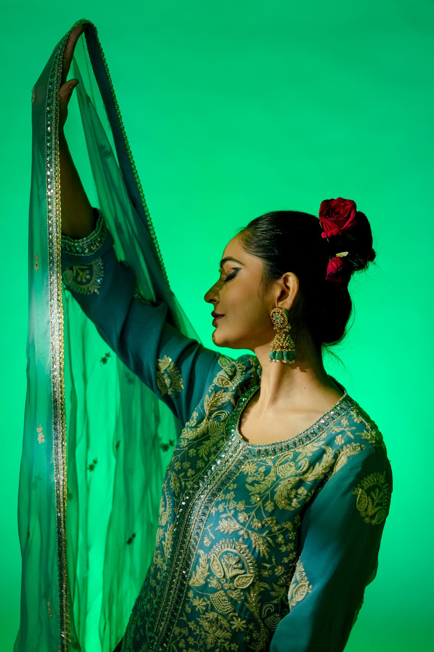 Shay - Long Kurta Set - Ice Blue