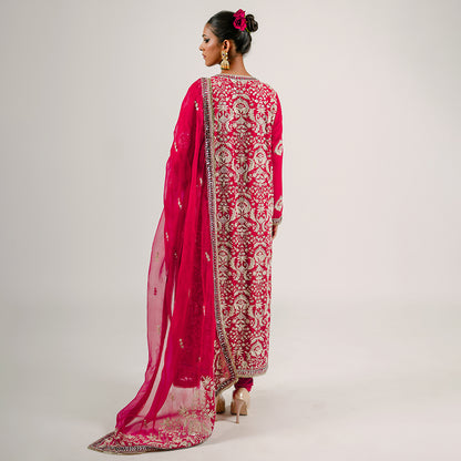 Shay - Long Kurta Set - Red